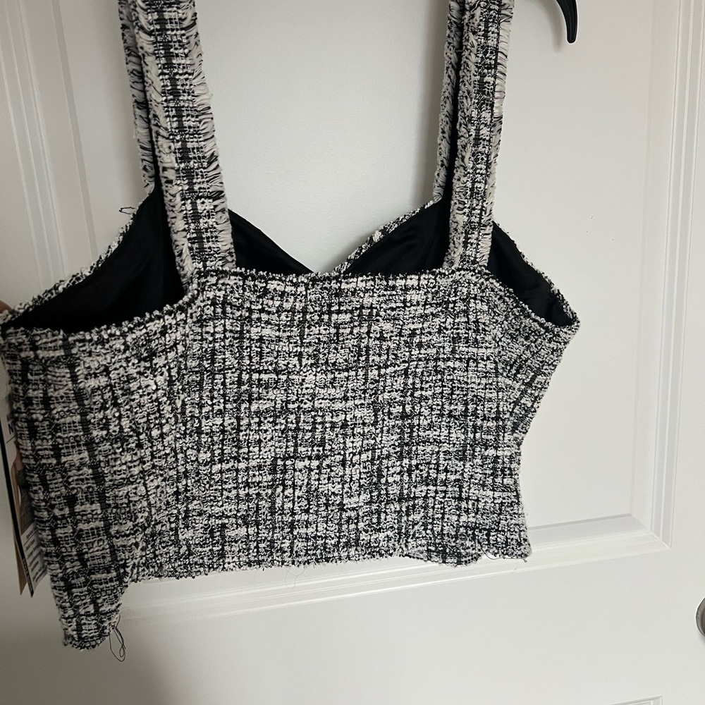 Madden. Black and White Tweed Bomber Jacket. With a matching cropped top. - Picture 7 of 8